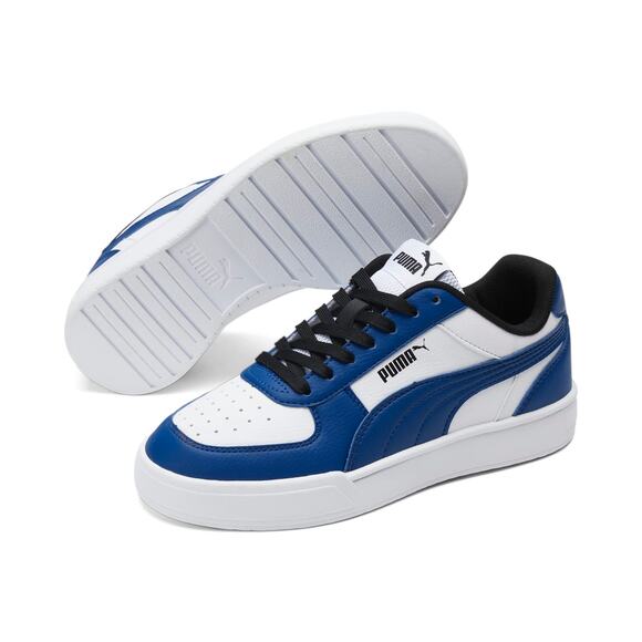 NWT PUMA Unisex Caven Low Top Classic Sneaker White/Blazing Blue Big Kid Size 5 - Picture 1 of 6